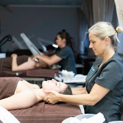 Beauty students working in the salon