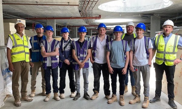 Construction students on a trip