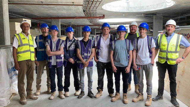 Construction students on a trip