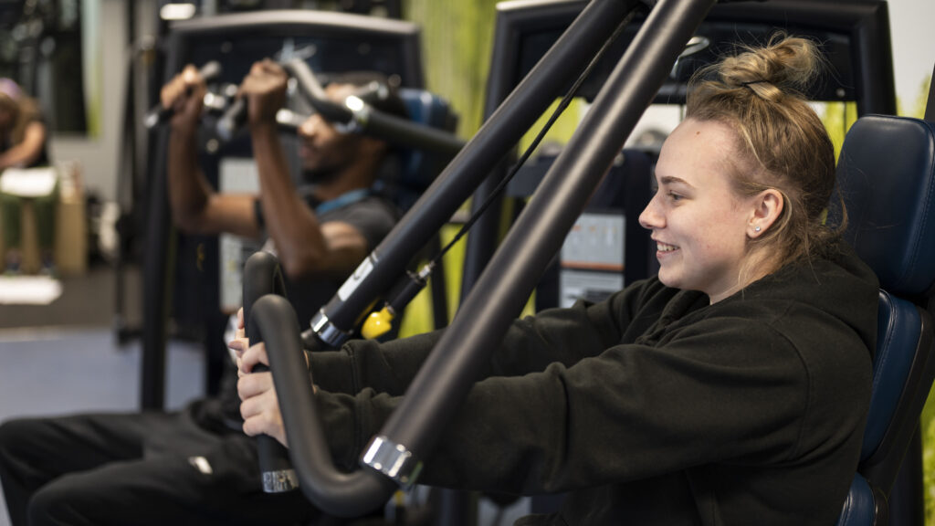 Student using the gym facilities