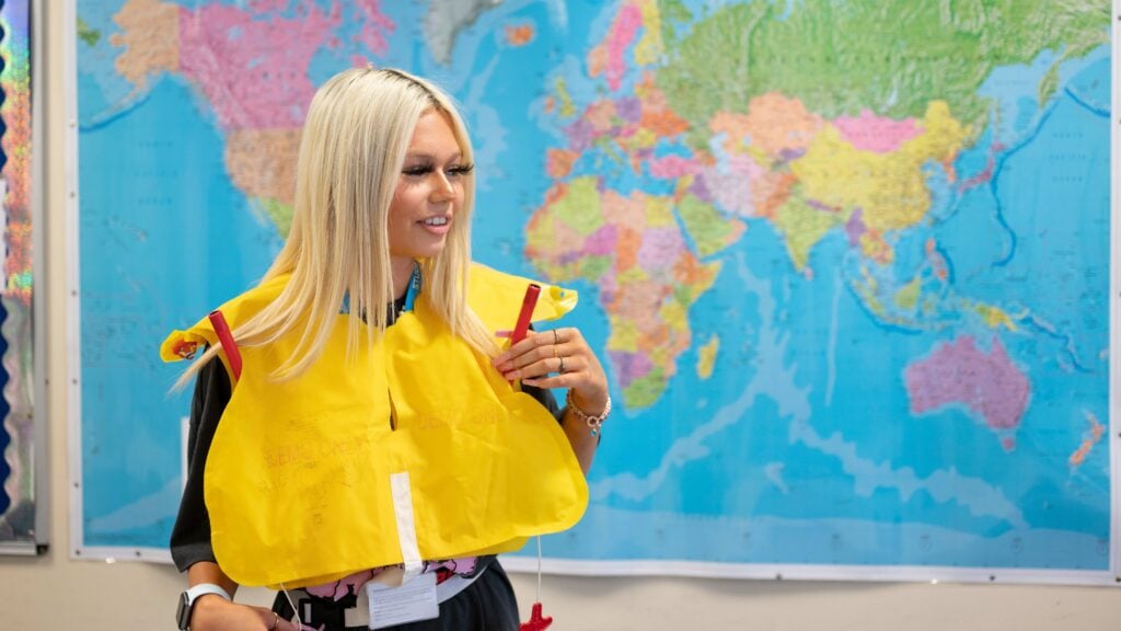 Student with life jacket