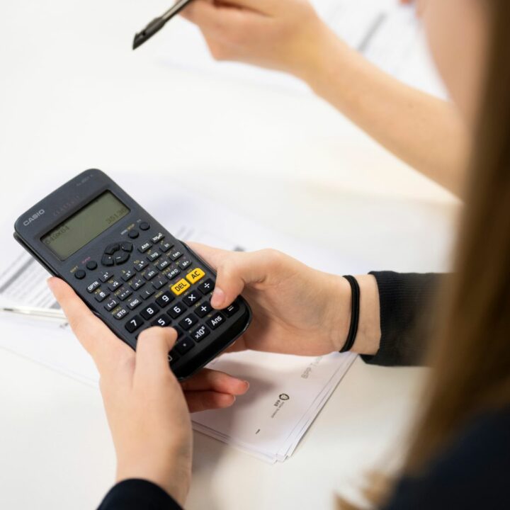 Student using calculator