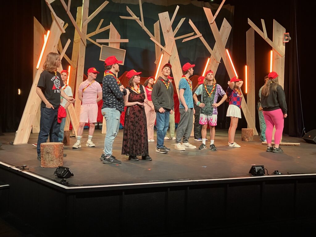 Students performing "Camp Phoenix" at the Gulbenkian Theatre