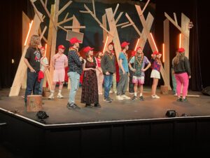 Students performing "Camp Phoenix" at the Gulbenkian Theatre