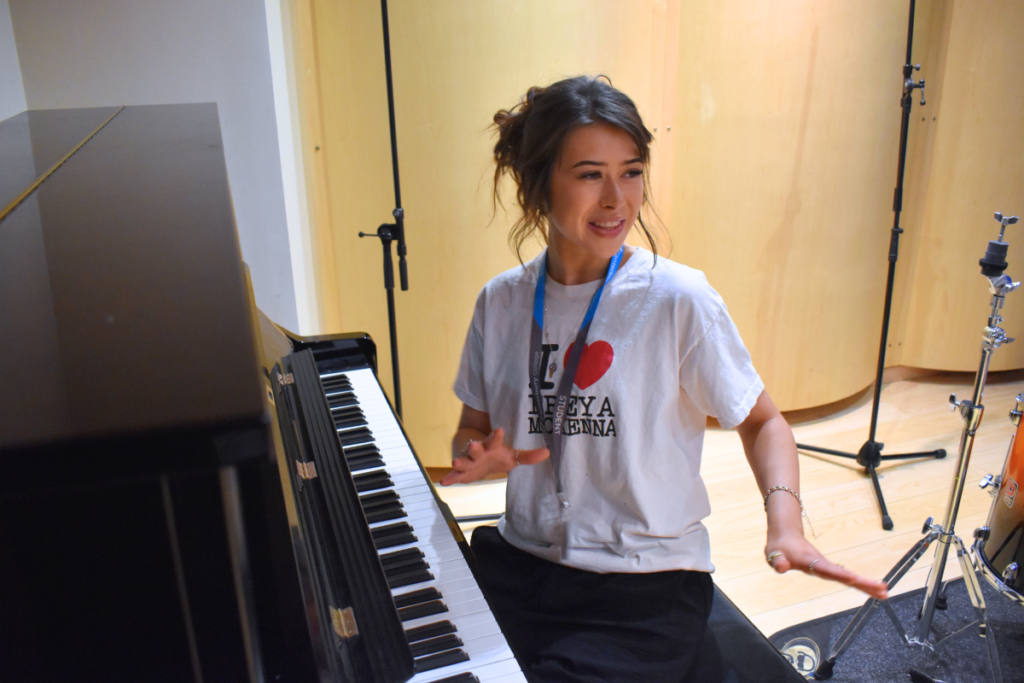 Student plays piano