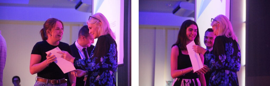 students receiving awards at Awards Night
