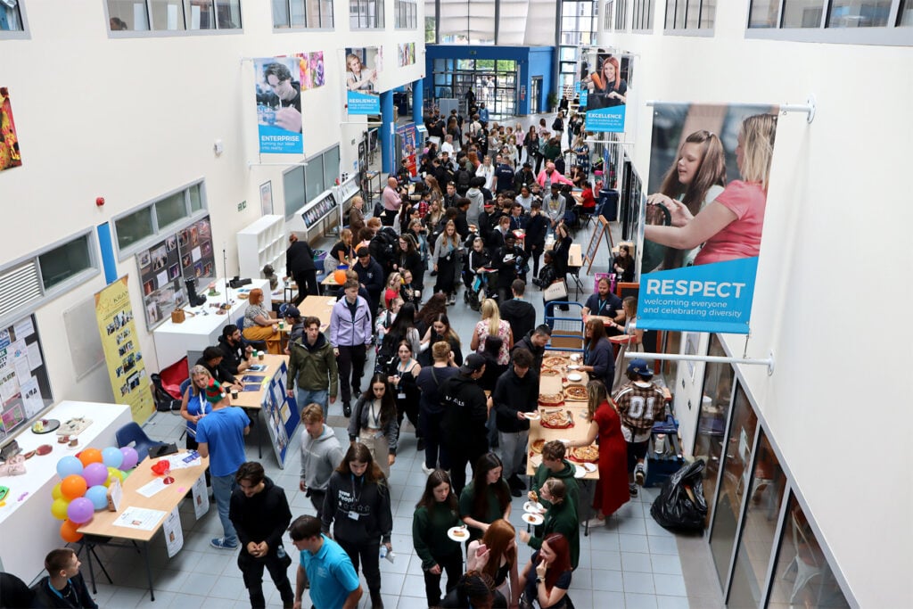 crowd of students at The Street for Freshers Fair