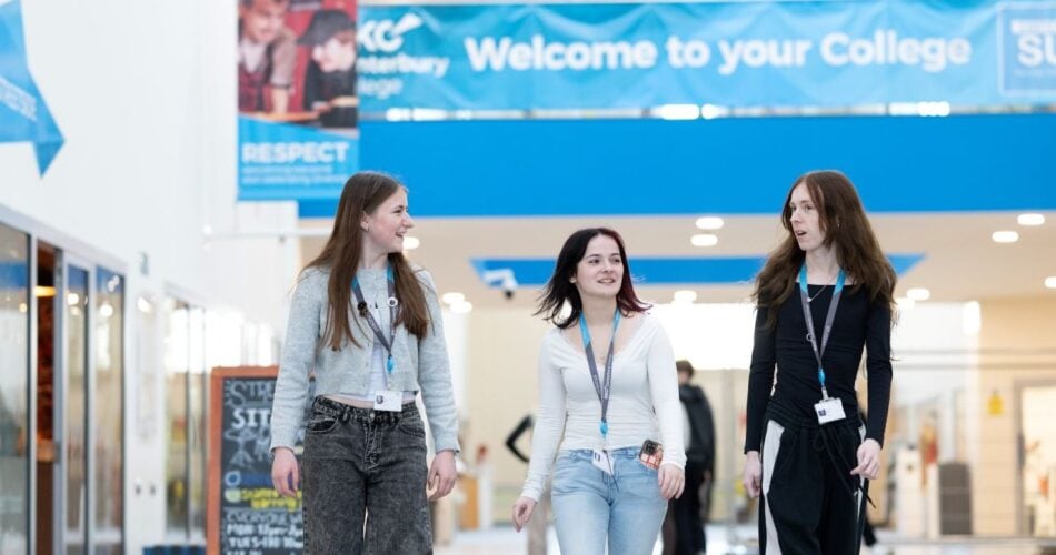 three students at EKC Canterbury College