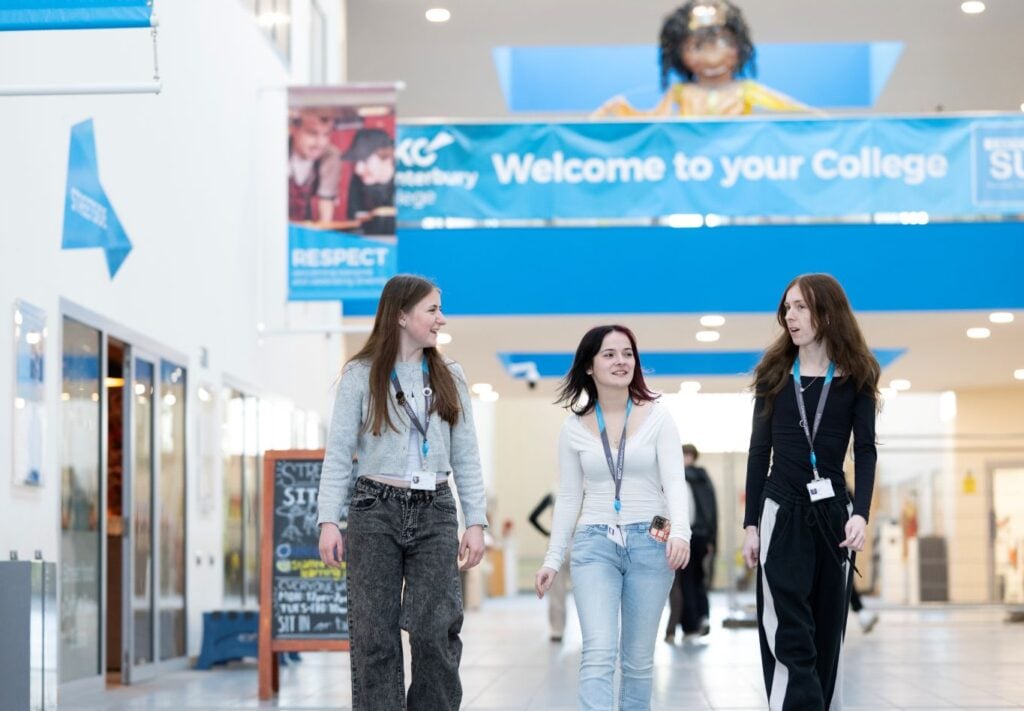 three students at EKC Canterbury College