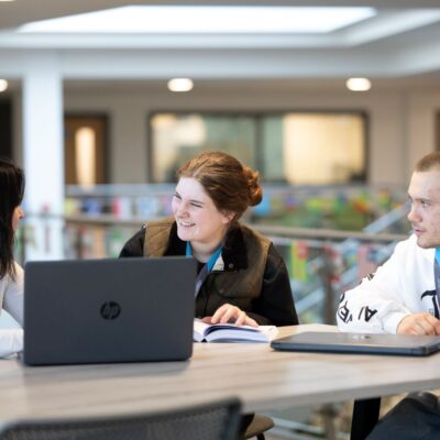 Three students at EKC Canterbury College