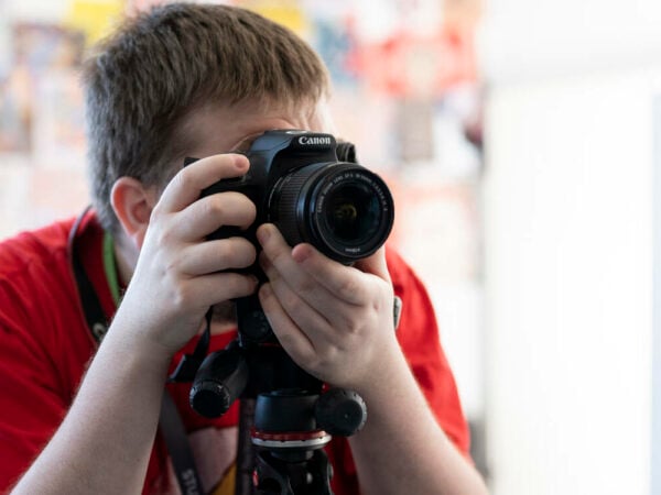 Student with camera