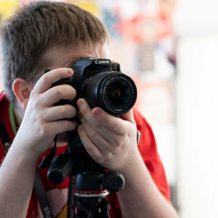 Student with camera