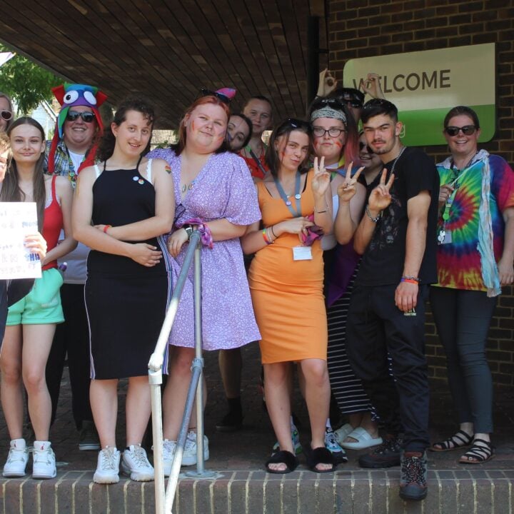 Group of students celebrating Pride