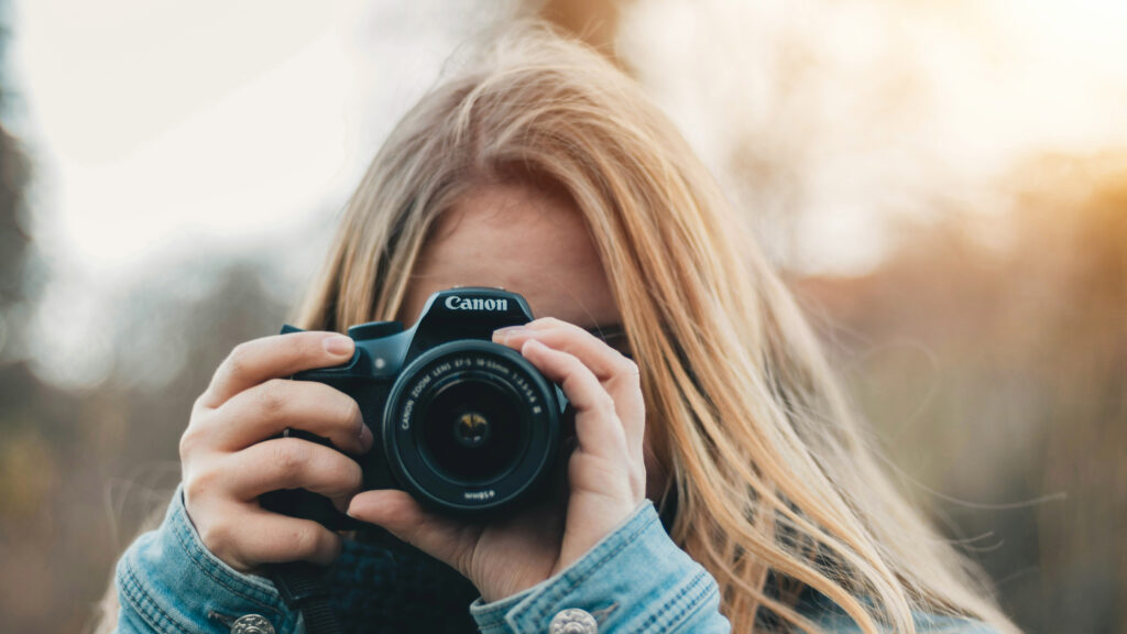 Photography student taking a picture