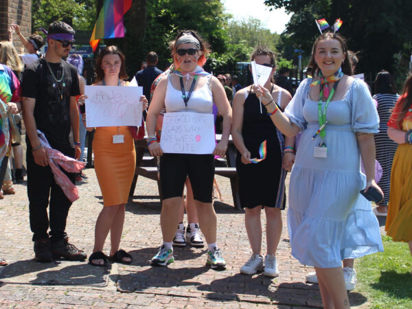 Pride march with students and staff