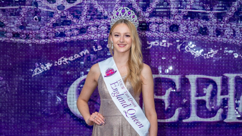 Jess winning Miss Teen England