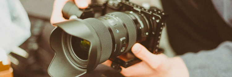 camera with a lens close up.