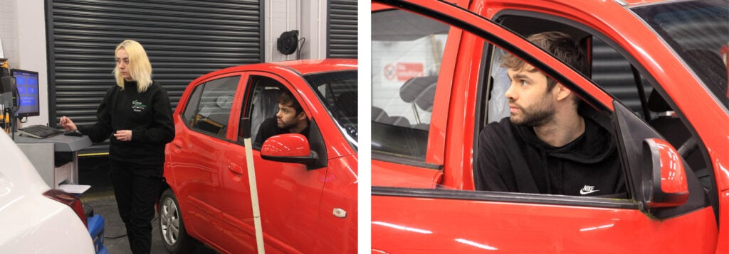 adult learners in an automotive workshop