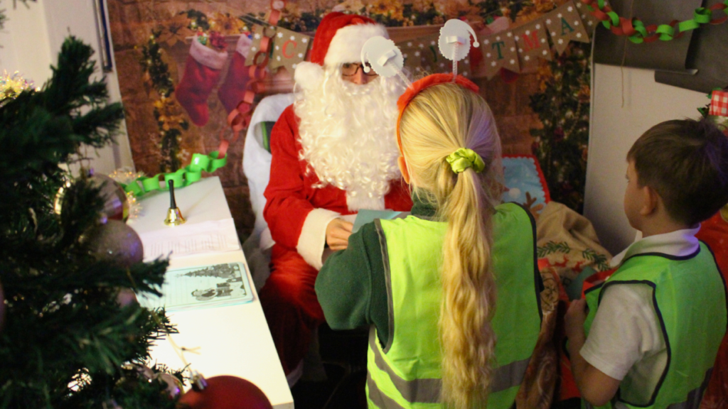 students visit Father Christmas at EKC Dover College