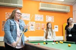 sheppey students playing pool