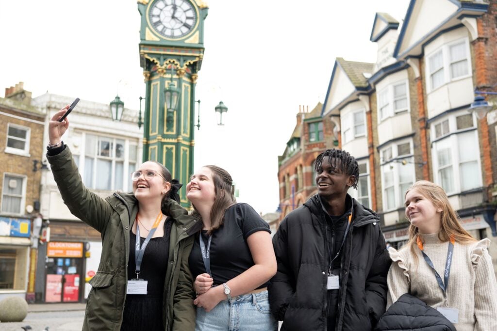 students take a selfie photo in Sheppey