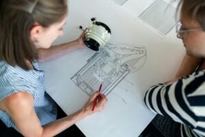 photo of a student drawing