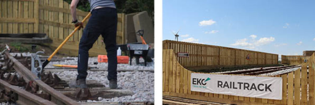 The mock rail track that students work on