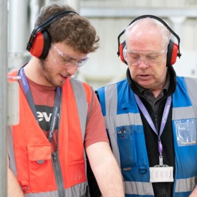 Student and tutor doing carpentry