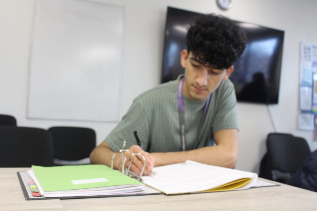 Student on a English speaking course