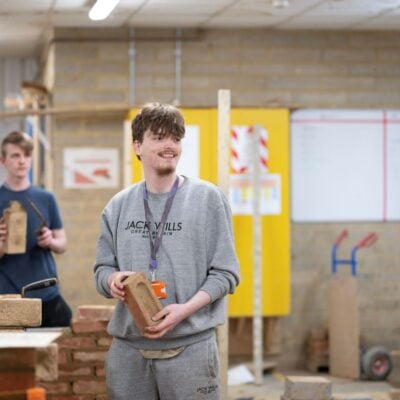 Bricklaying students in the workshop at EKC Folkestone College