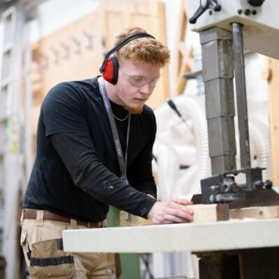 Joinery student in workshop at EKC Folkestone College